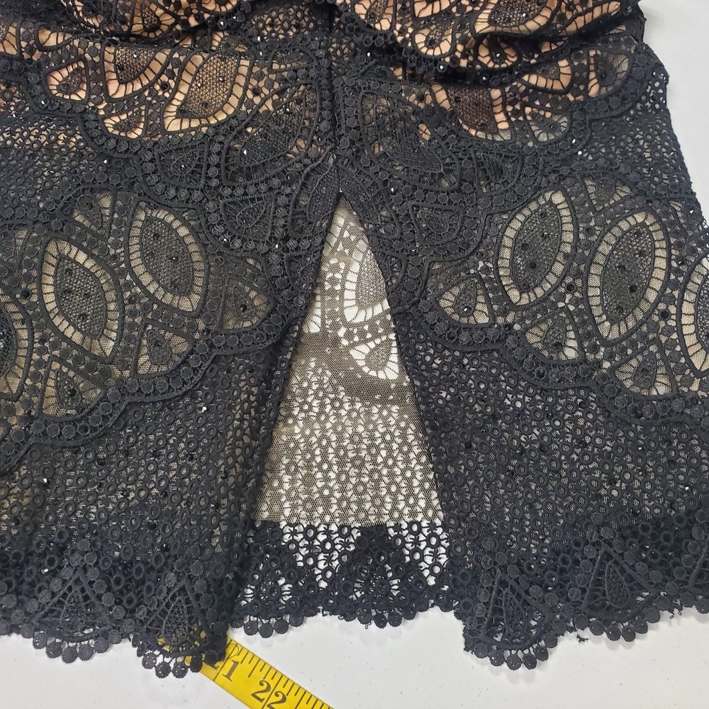 Jovani Womens Black Beaded Lace Overlay Nude Midi Dress Size 4 Elegant‎ Event - Picture 14 of 16
